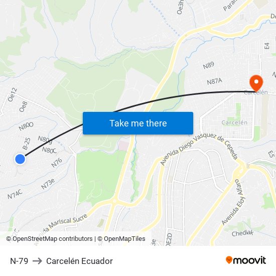 N-79 to Carcelén Ecuador map