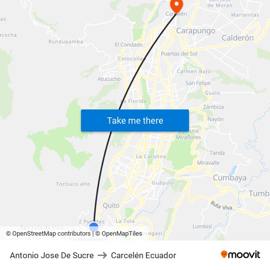 Antonio Jose De Sucre to Carcelén Ecuador map