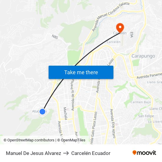 Manuel De Jesus Alvarez to Carcelén Ecuador map