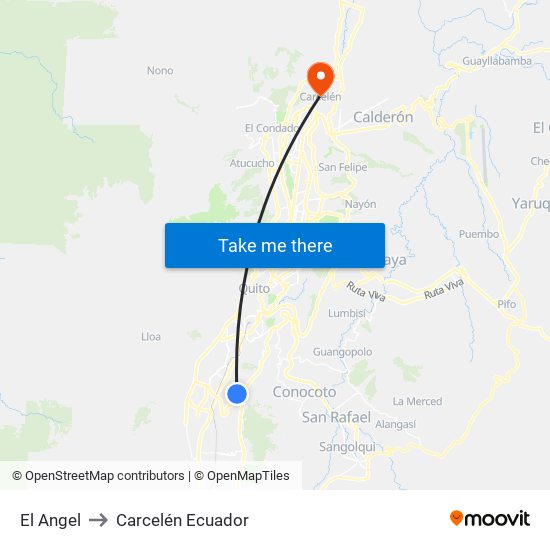 El Angel to Carcelén Ecuador map