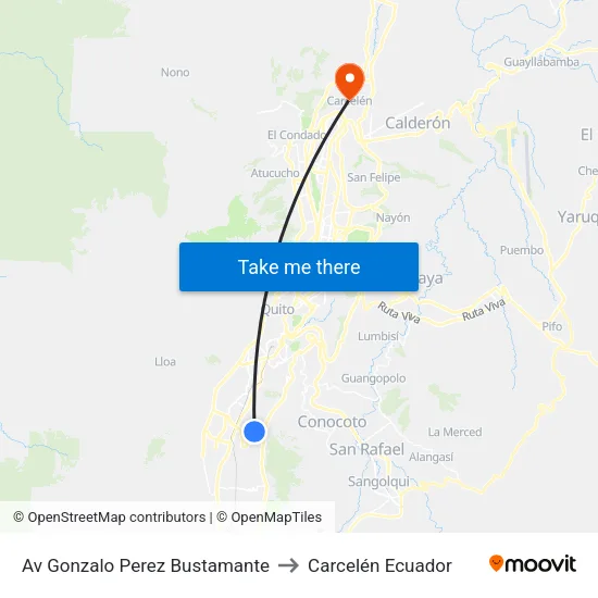Av Gonzalo Perez Bustamante to Carcelén Ecuador map