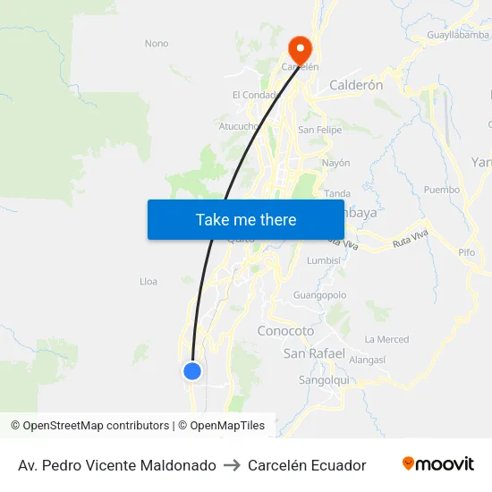 Av. Pedro Vicente Maldonado to Carcelén Ecuador map