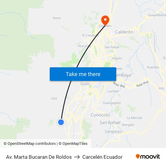 Av. Marta Bucaran De Roldos to Carcelén Ecuador map