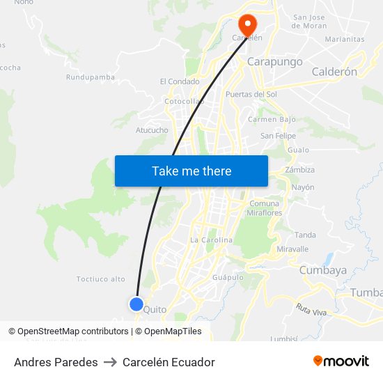 Andres Paredes to Carcelén Ecuador map