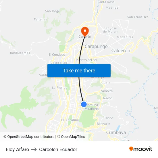 Eloy Alfaro to Carcelén Ecuador map