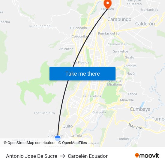 Antonio Jose De Sucre to Carcelén Ecuador map