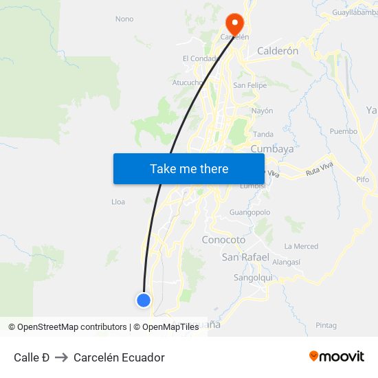 Calle Ð to Carcelén Ecuador map