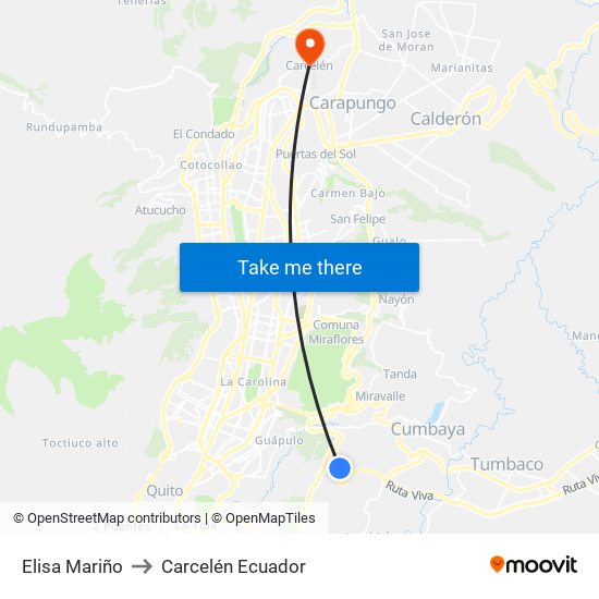 Elisa Mariño to Carcelén Ecuador map