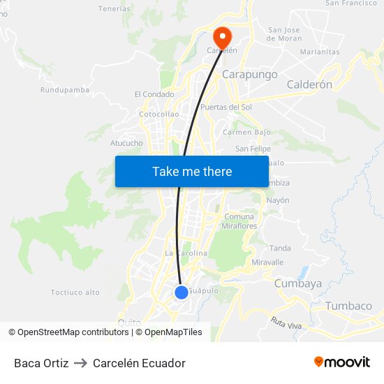 Baca Ortiz to Carcelén Ecuador map
