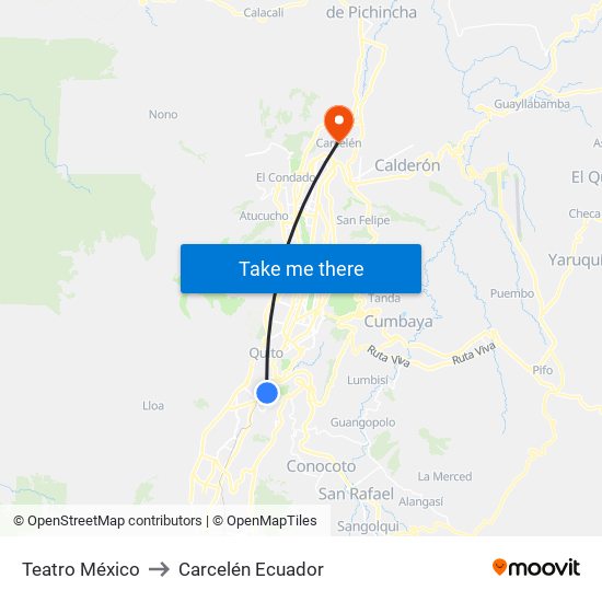 Teatro México to Carcelén Ecuador map