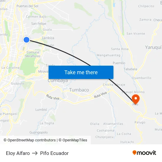 Eloy Alfaro to Pifo Ecuador map
