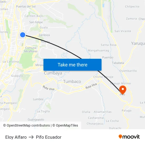 Eloy Alfaro to Pifo Ecuador map