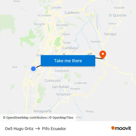 Oe5 Hugo Ortiz to Pifo Ecuador map