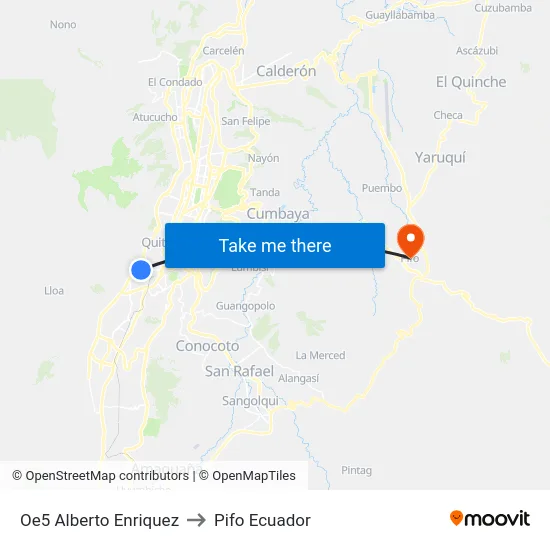 Oe5 Alberto Enriquez to Pifo Ecuador map