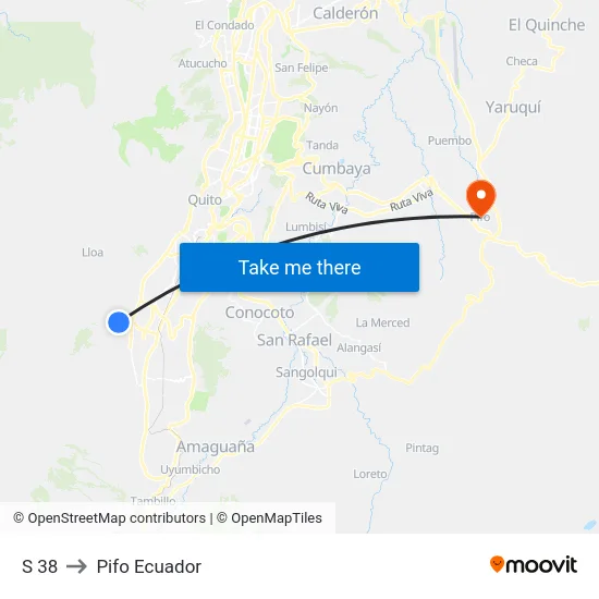 S 38 to Pifo Ecuador map