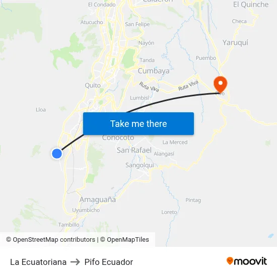 La Ecuatoriana to Pifo Ecuador map