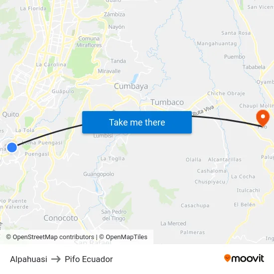 Alpahuasi to Pifo Ecuador map
