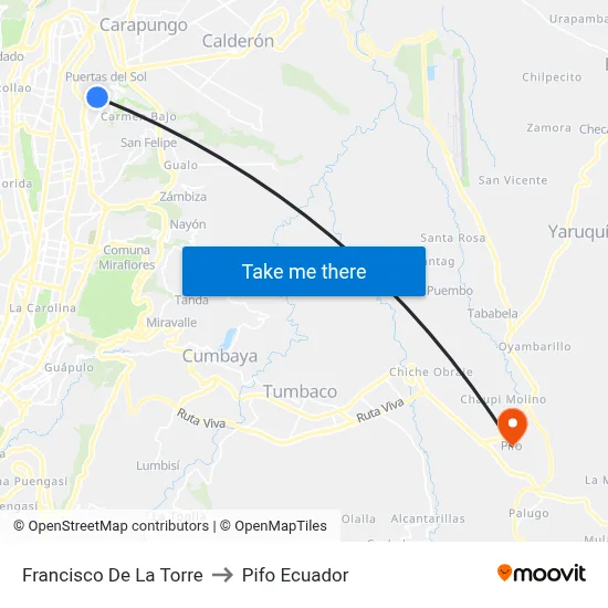Francisco De La Torre to Pifo Ecuador map