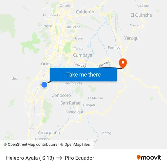 Heleoro Ayala ( S 13) to Pifo Ecuador map