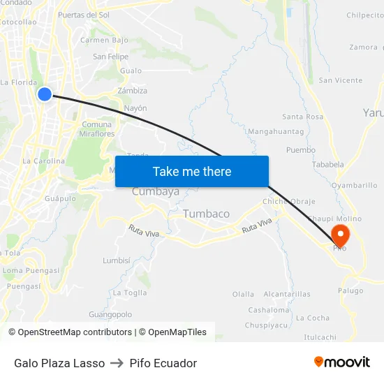 Galo Plaza Lasso to Pifo Ecuador map