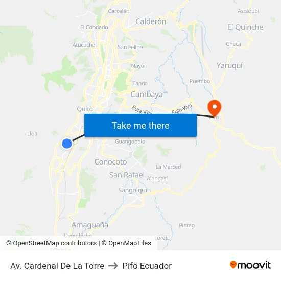 Av. Cardenal De La Torre to Pifo Ecuador map