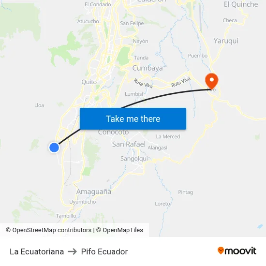 La Ecuatoriana to Pifo Ecuador map