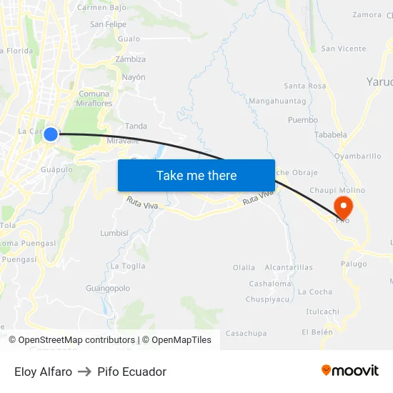 Eloy Alfaro to Pifo Ecuador map