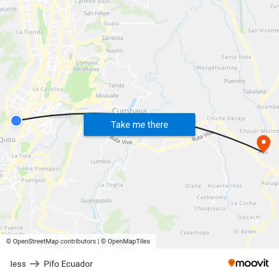 Iess to Pifo Ecuador map