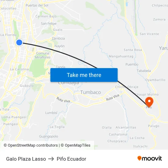 Galo Plaza Lasso to Pifo Ecuador map