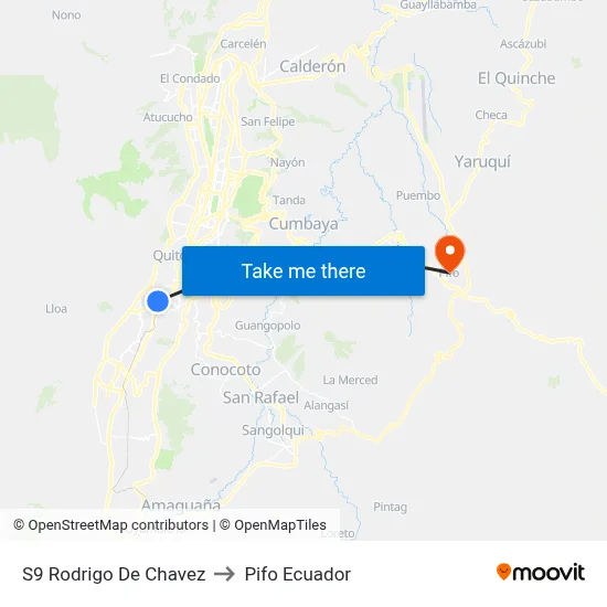 S9   Rodrigo De Chavez to Pifo Ecuador map