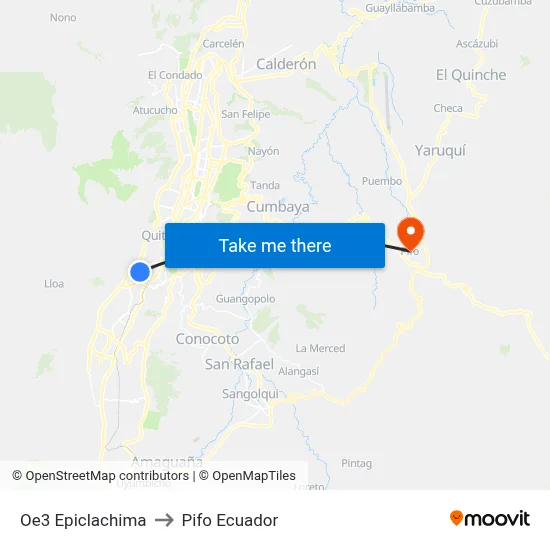 Oe3   Epiclachima to Pifo Ecuador map