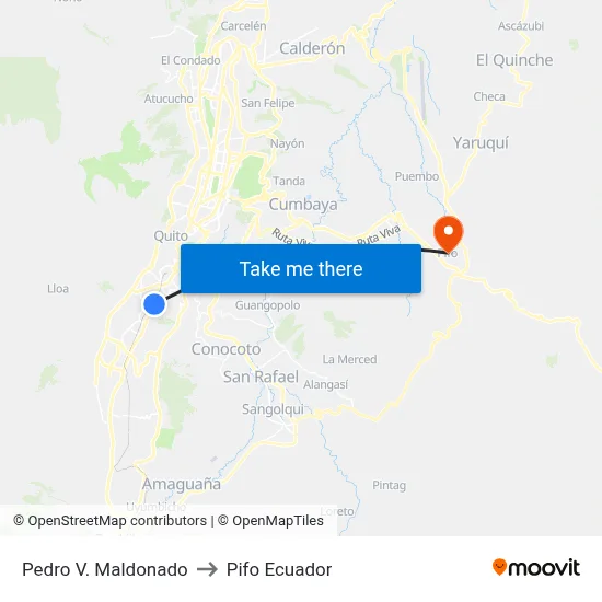 Pedro V. Maldonado to Pifo Ecuador map