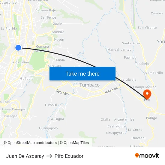 Juan De Ascaray to Pifo Ecuador map