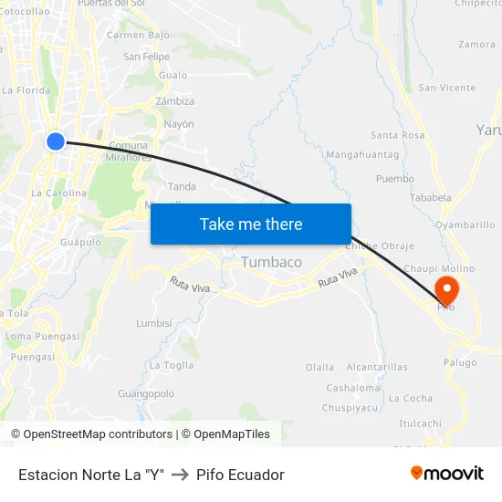 Estacion  Norte La "Y" to Pifo Ecuador map