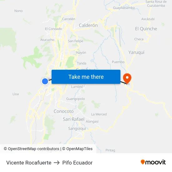 Vicente Rocafuerte to Pifo Ecuador map