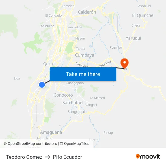 Teodoro Gomez to Pifo Ecuador map