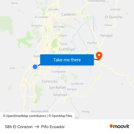 S8h   El Corazon to Pifo Ecuador map