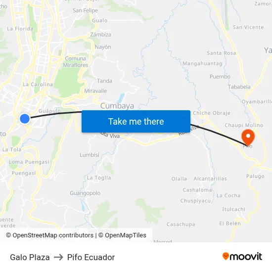 Galo Plaza to Pifo Ecuador map