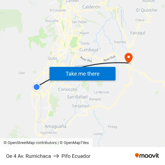 Oe 4  Av. Rumichaca to Pifo Ecuador map