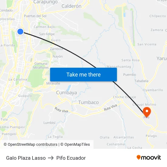 Galo Plaza Lasso to Pifo Ecuador map