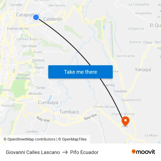 Giovanni Calles Lascano to Pifo Ecuador map