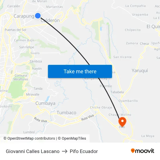 Giovanni Calles Lascano to Pifo Ecuador map