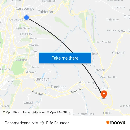 Panamericana Nte to Pifo Ecuador map