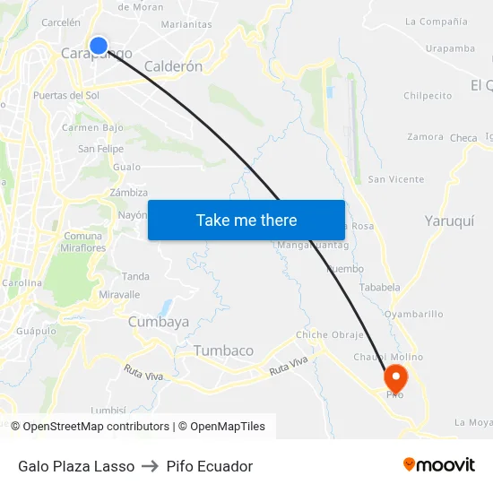 Galo Plaza Lasso to Pifo Ecuador map