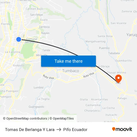 Tomas De Berlanga Y Lara to Pifo Ecuador map