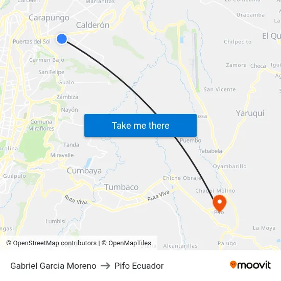 Gabriel Garcia Moreno to Pifo Ecuador map