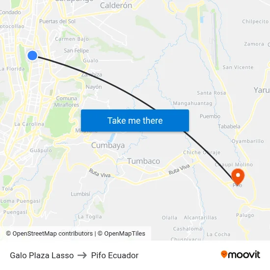 Galo Plaza Lasso to Pifo Ecuador map