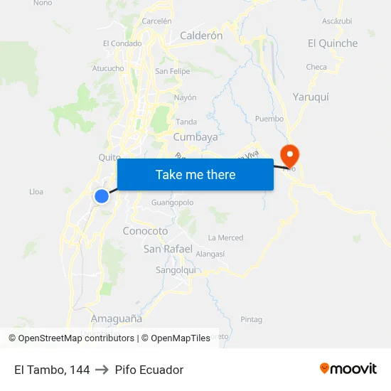 El Tambo, 144 to Pifo Ecuador map