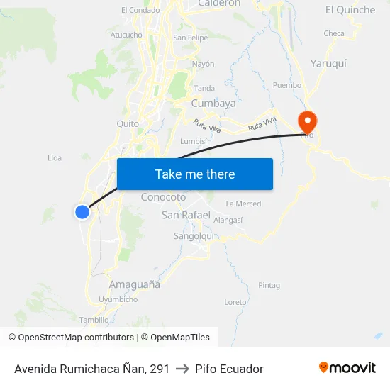 Avenida Rumichaca Ñan, 291 to Pifo Ecuador map