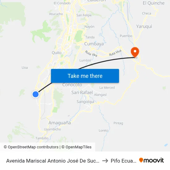 Avenida Mariscal Antonio José De Sucre, 1940 to Pifo Ecuador map